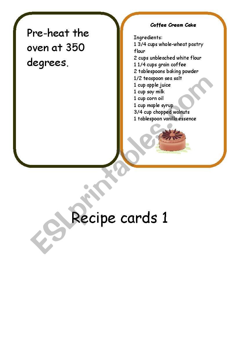 recipe cards set3 worksheet