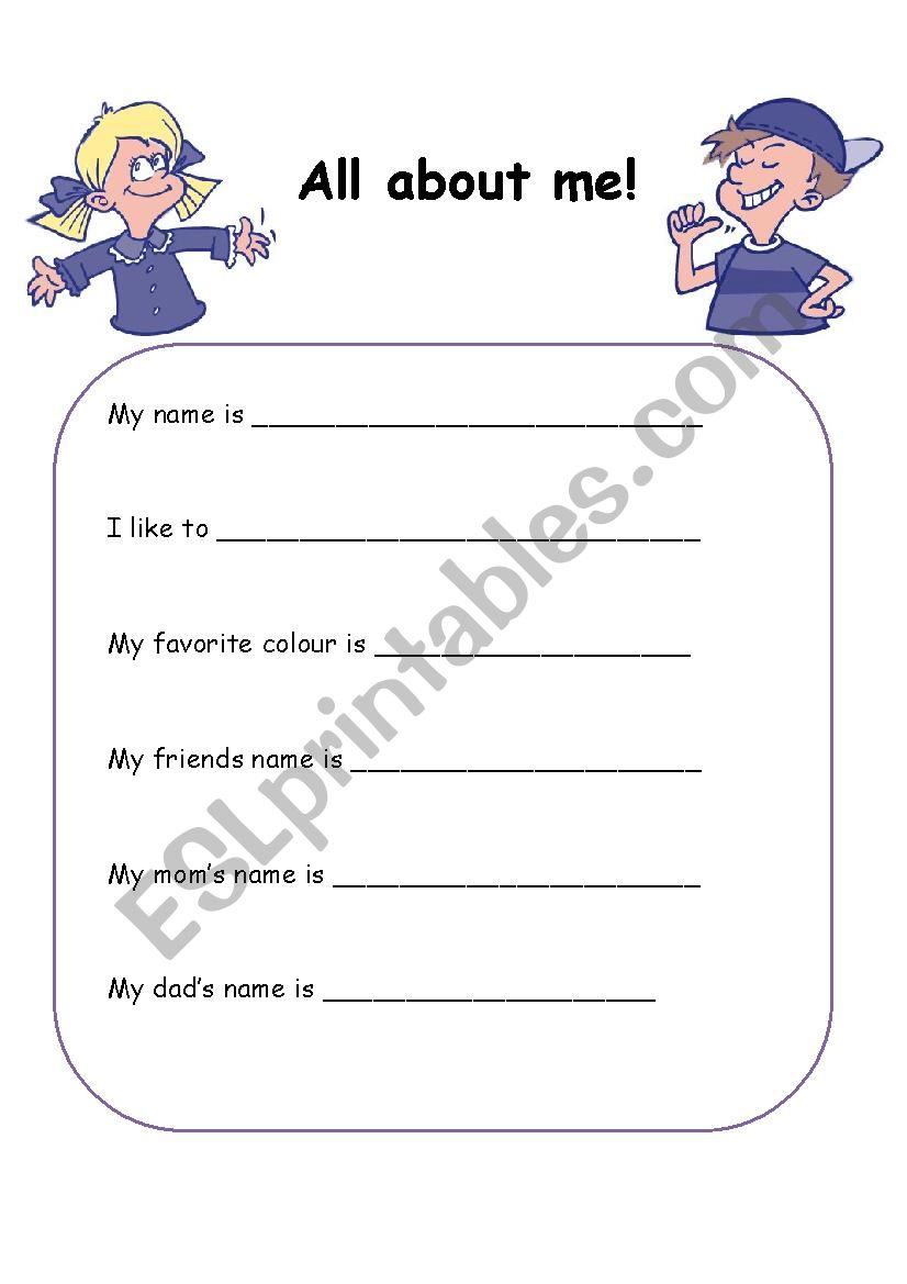 all about me! worksheet