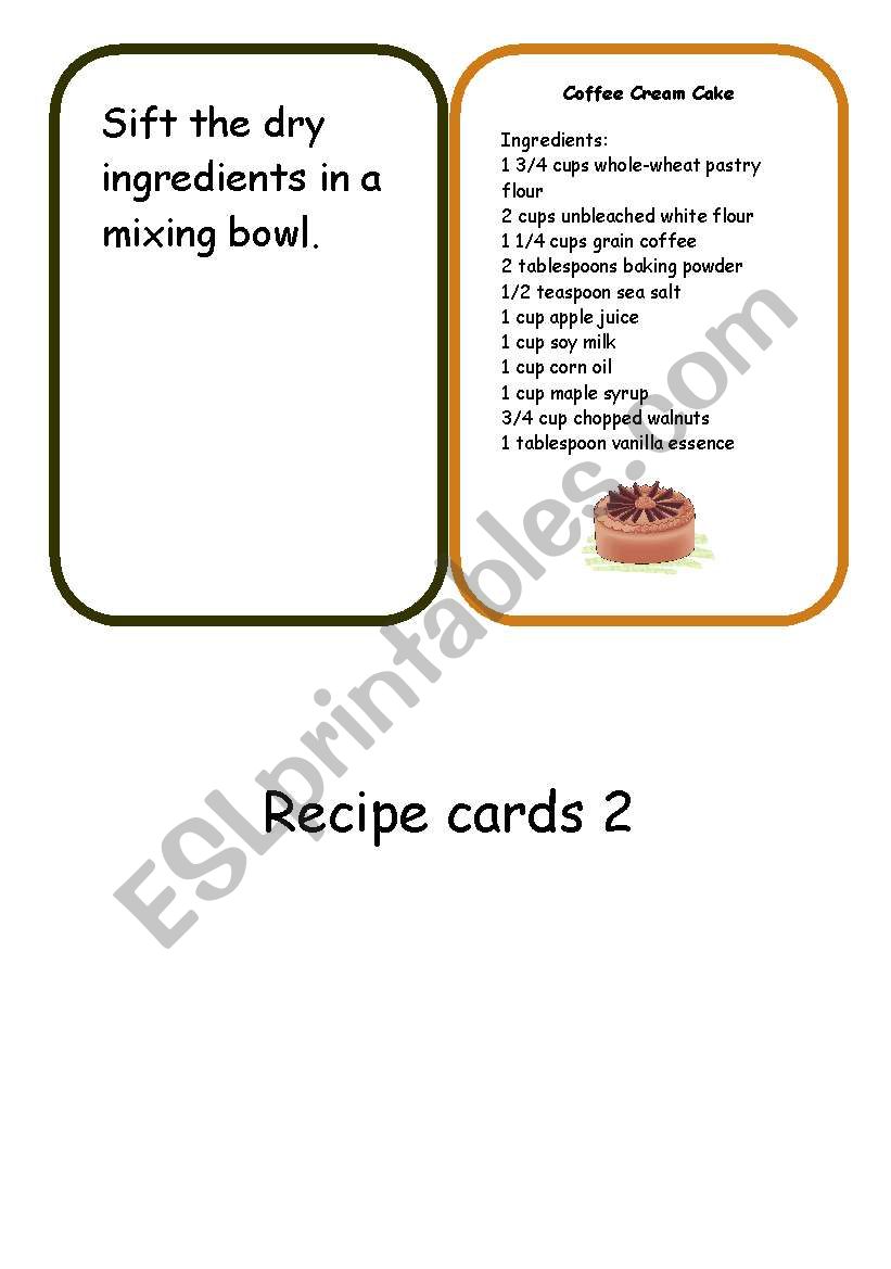 recipe cards set 3 worksheet