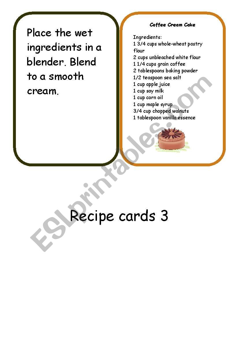 recipe cards set3 worksheet