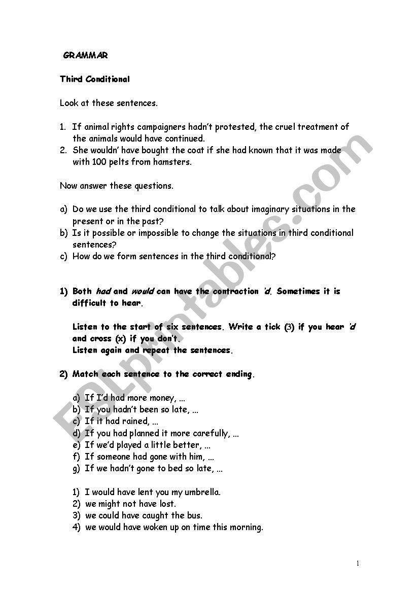 Third conditional sentences, modal verbs and quantity