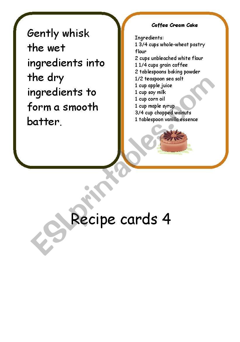 recipe cards set3 worksheet