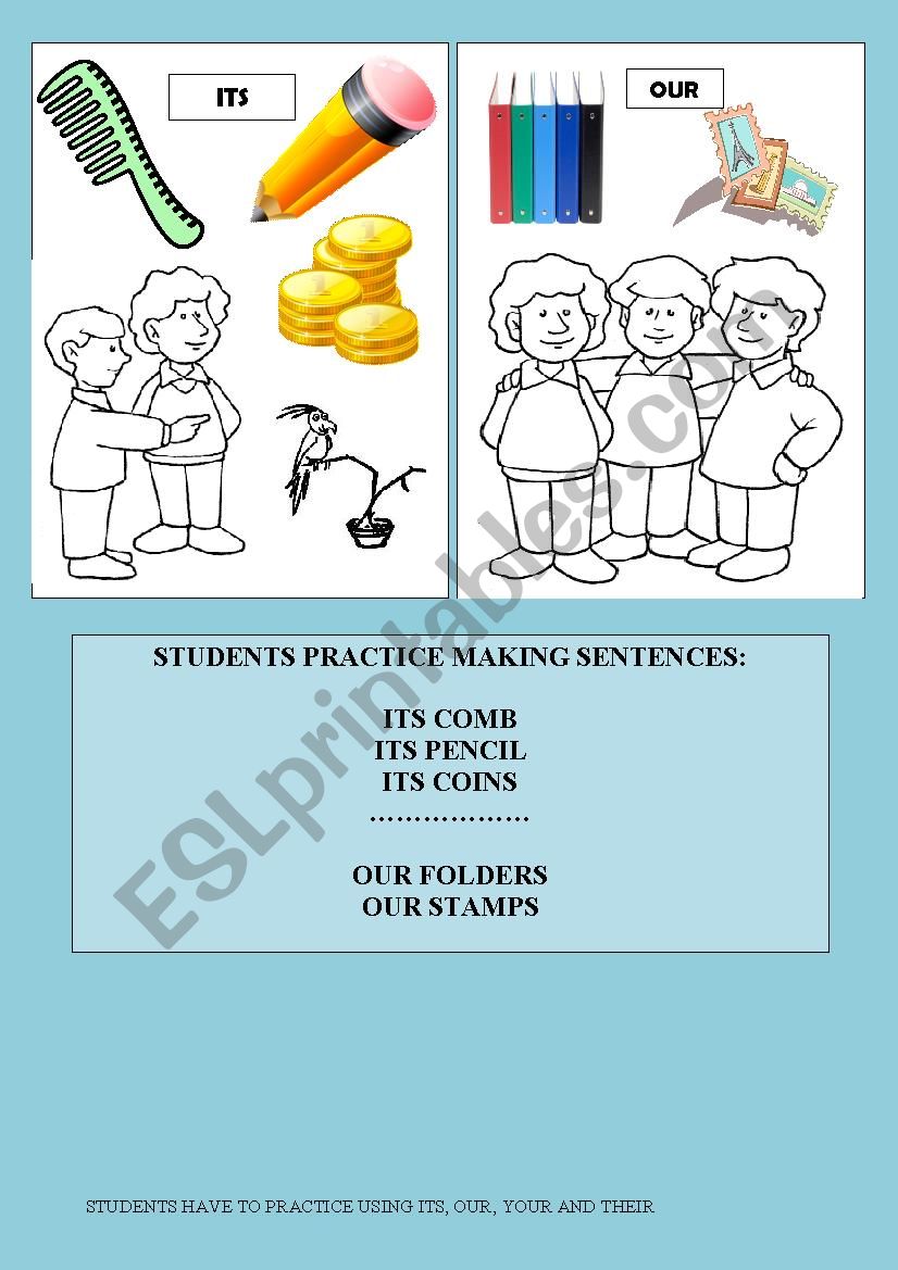 POSSESSIVES + COMMON OBJECTS worksheet