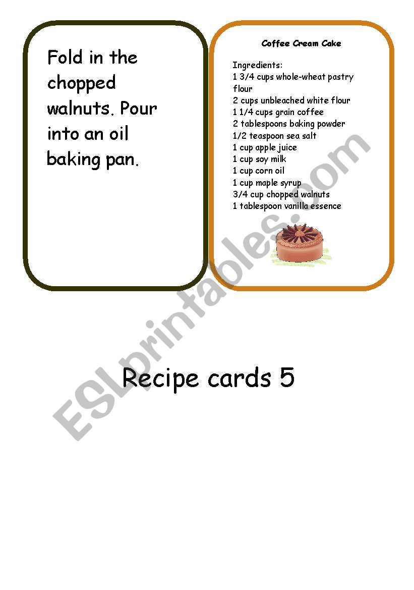 recipe cards set3 worksheet