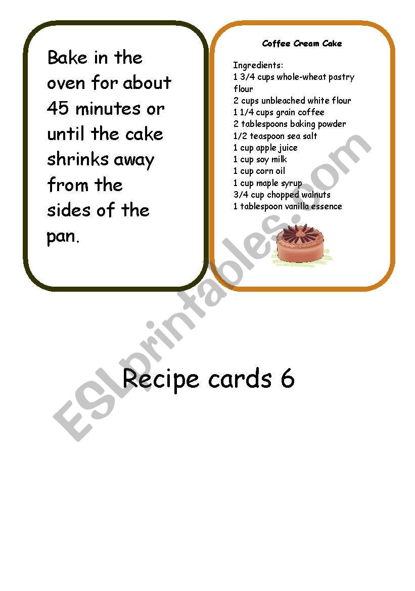 recipe cards set3 worksheet