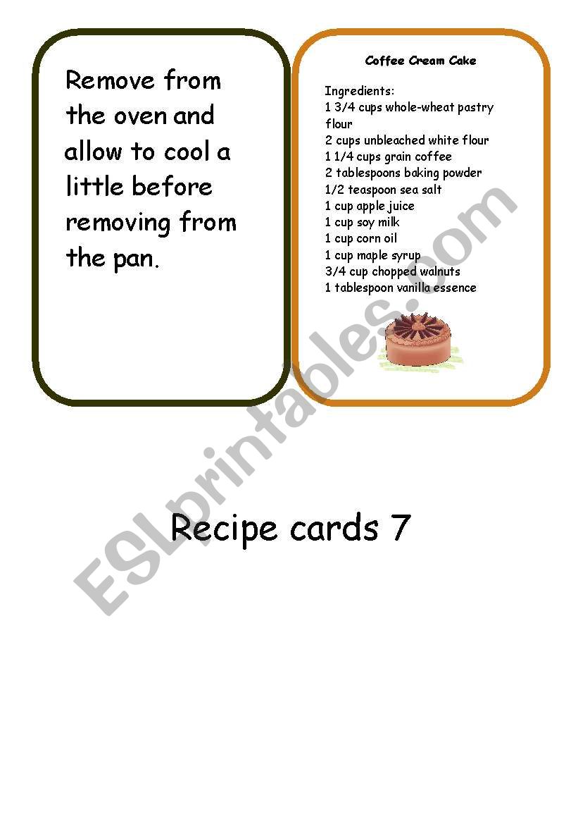 recipe cards set3 worksheet