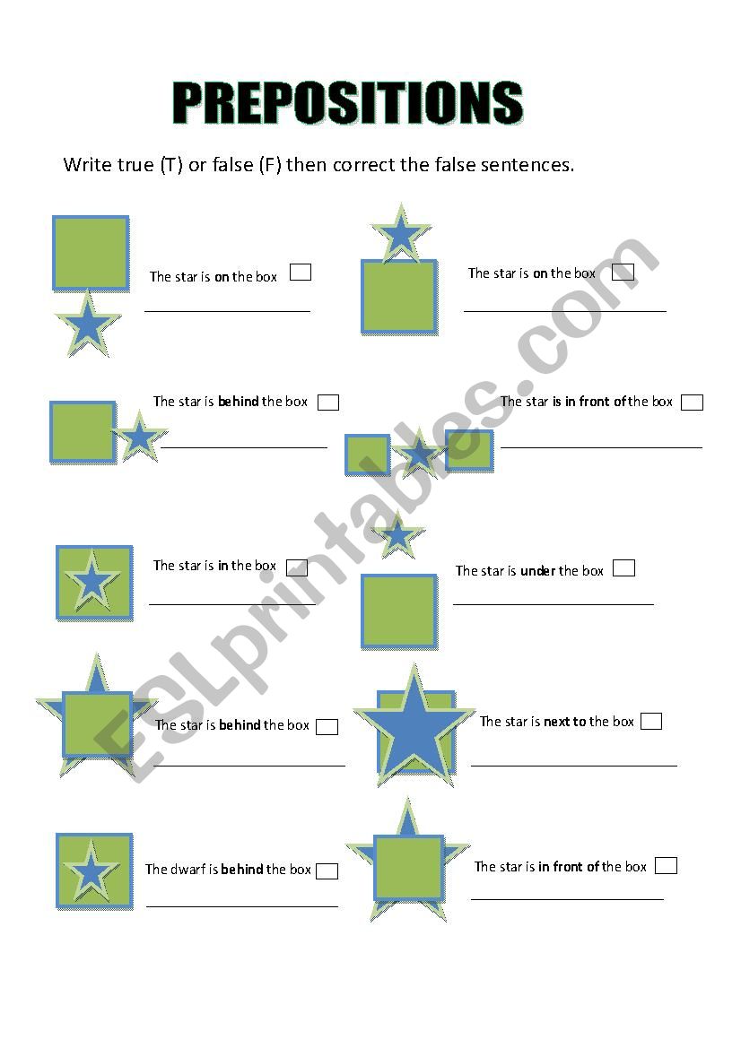 Prepositions worksheet