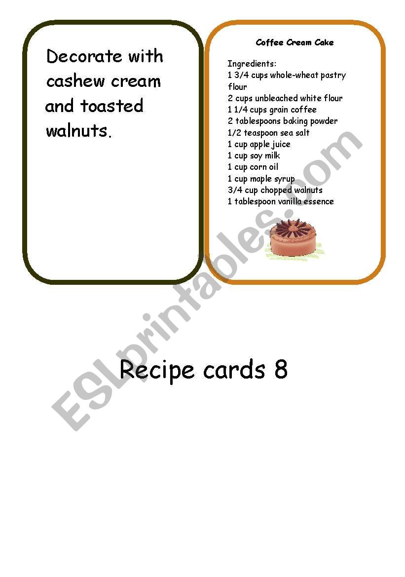 recipe cards set3 worksheet