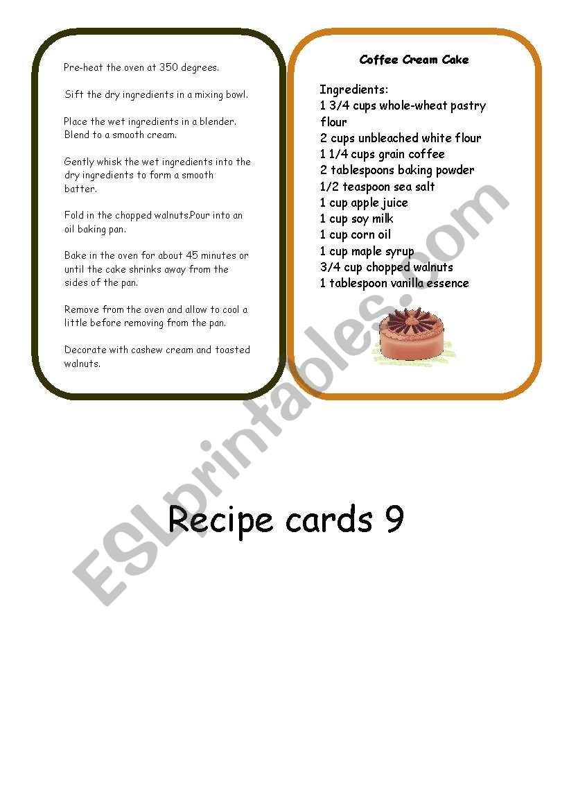 recipe cards set3 worksheet