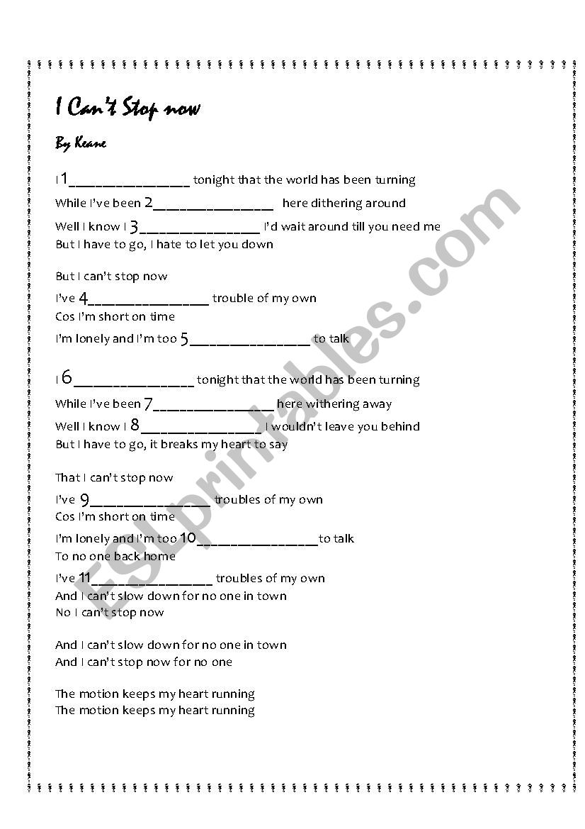 Song worksheet