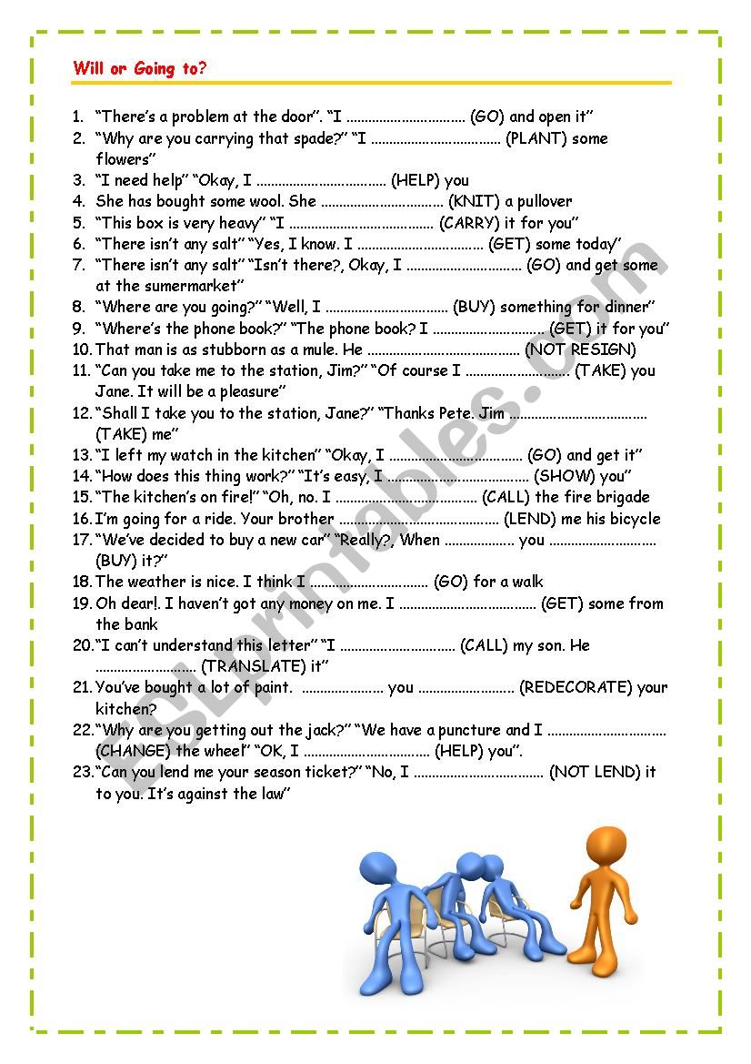 will or going to? worksheet