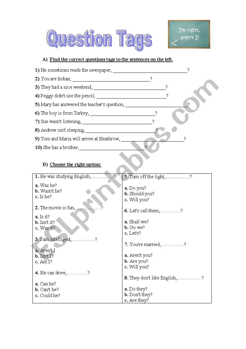 Question Tags worksheet