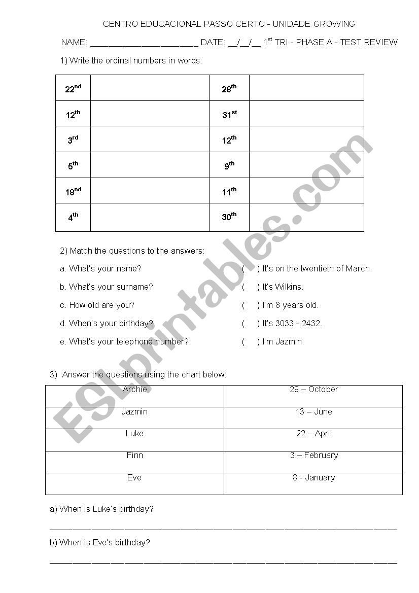 Revision of many topics worksheet