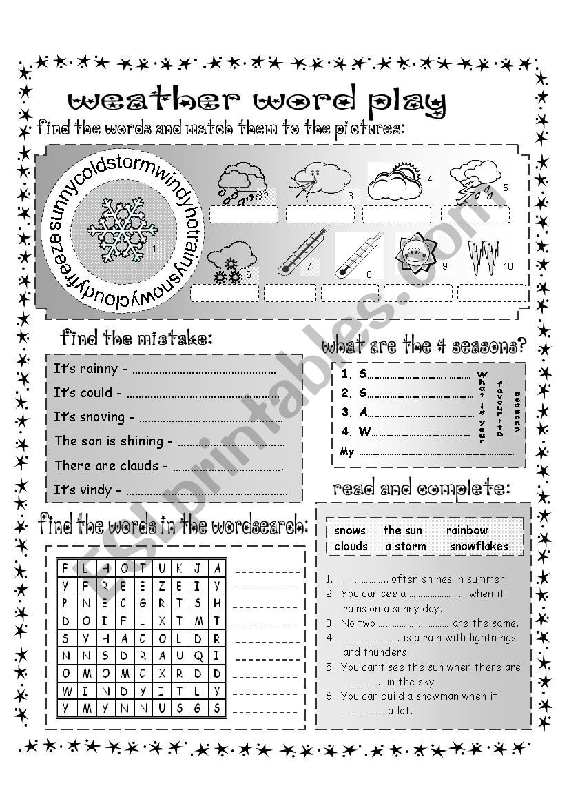 Weather Word Play worksheet