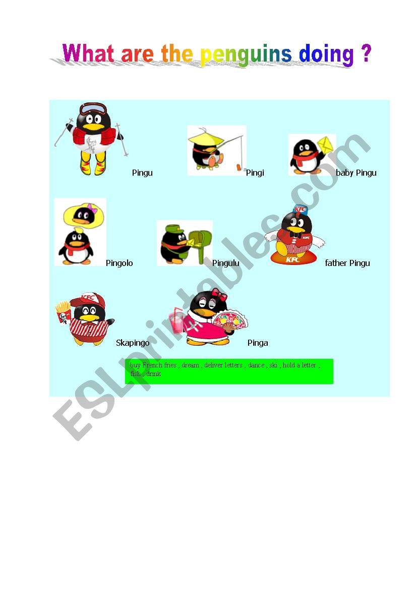 what are the penguins doing ? worksheet