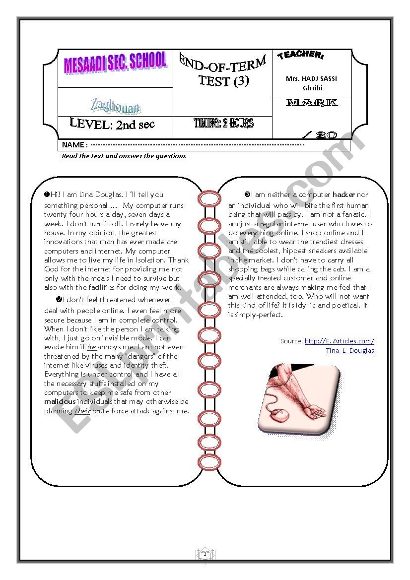 END-OF-TERM TEST 3 / 2ND SEC worksheet