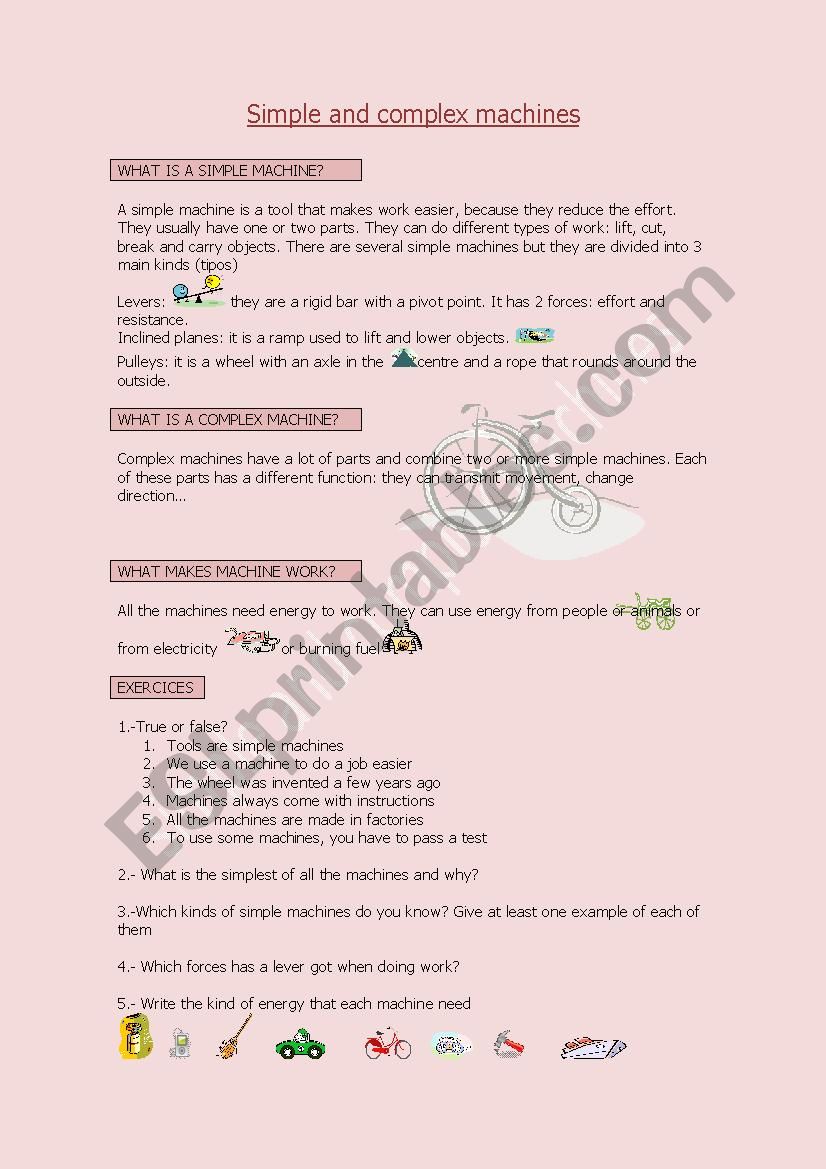 simple and complex machines worksheet