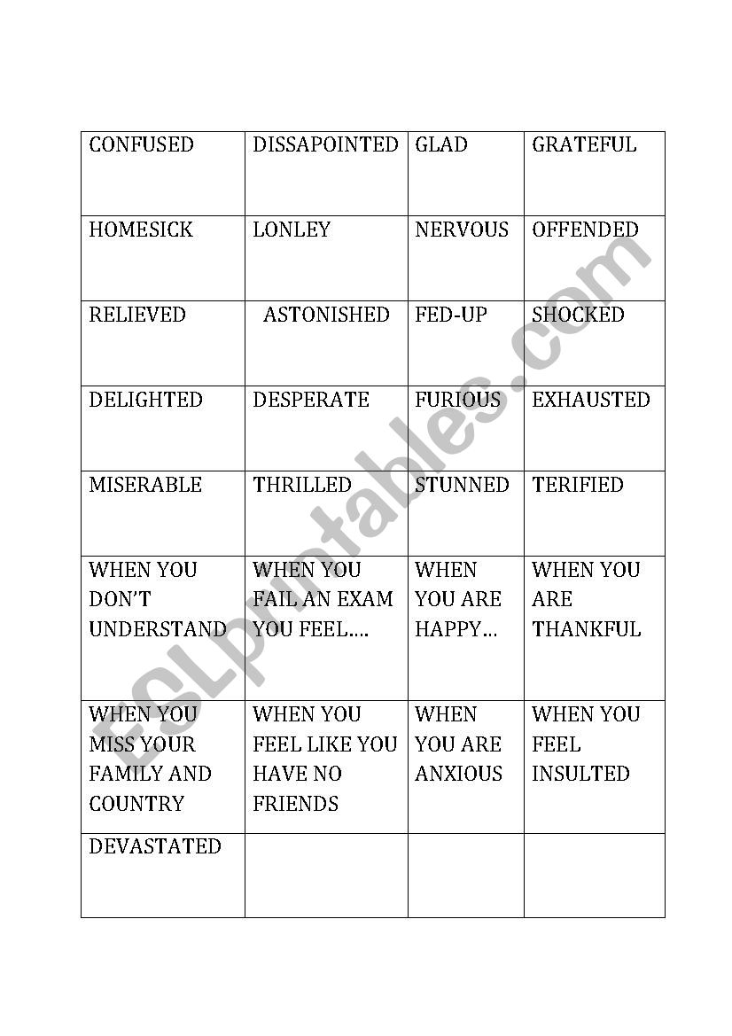 Personality Adjectives game card matching 