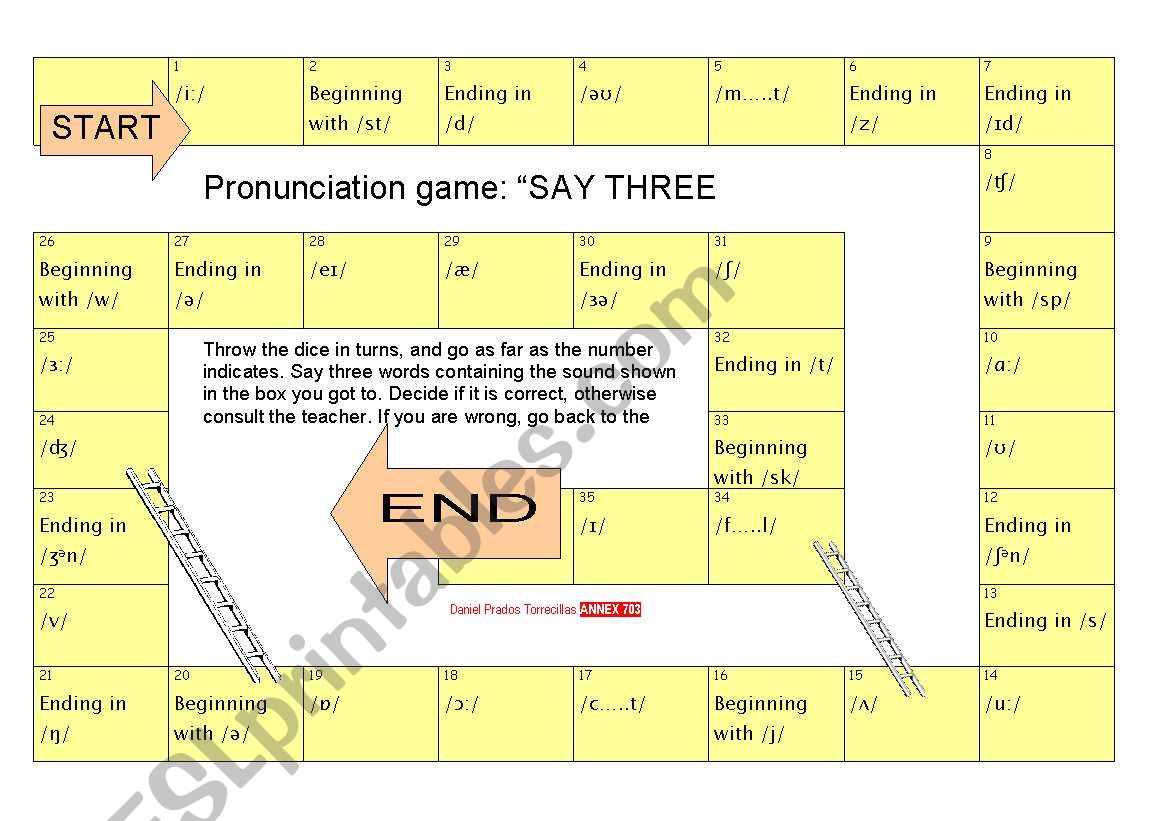 Pronunciation game worksheet