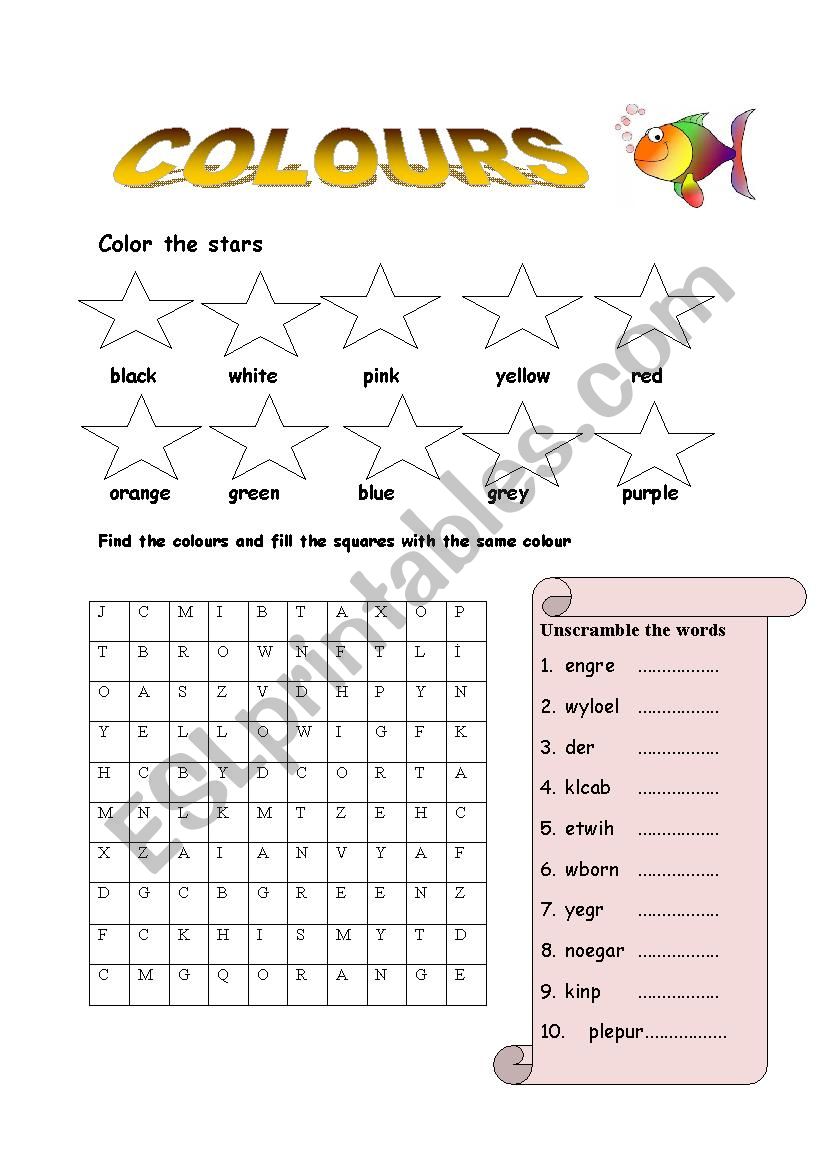 colours worksheet