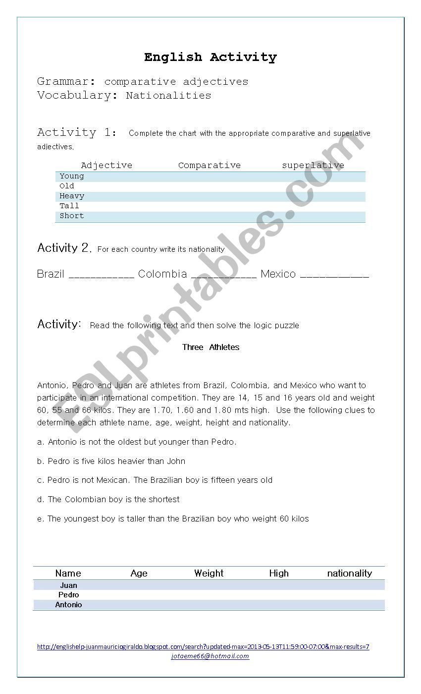 Compartative adjectives_ Logic Puzzle