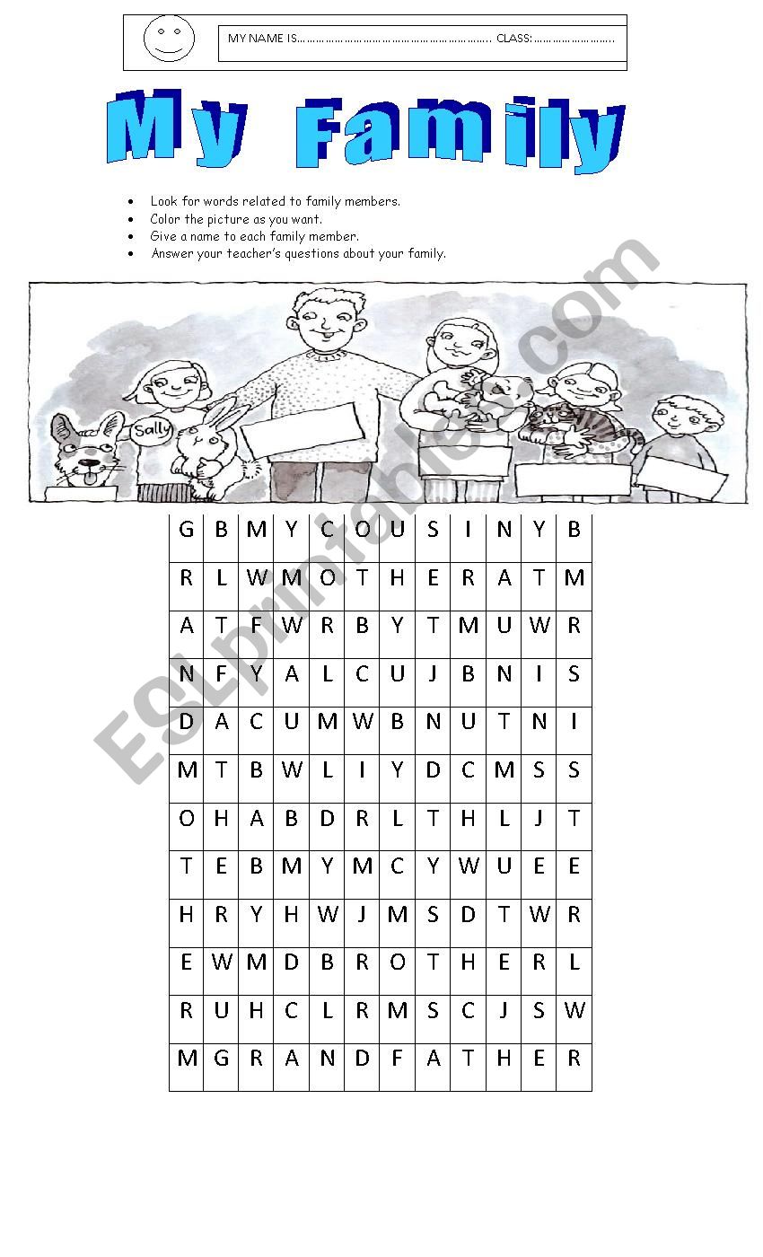 My Family worksheet