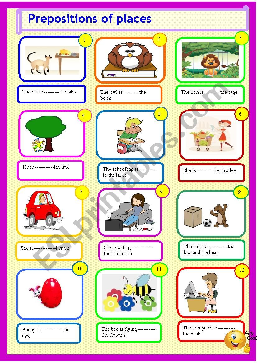 PREPOSITIONS OF PLACES worksheet
