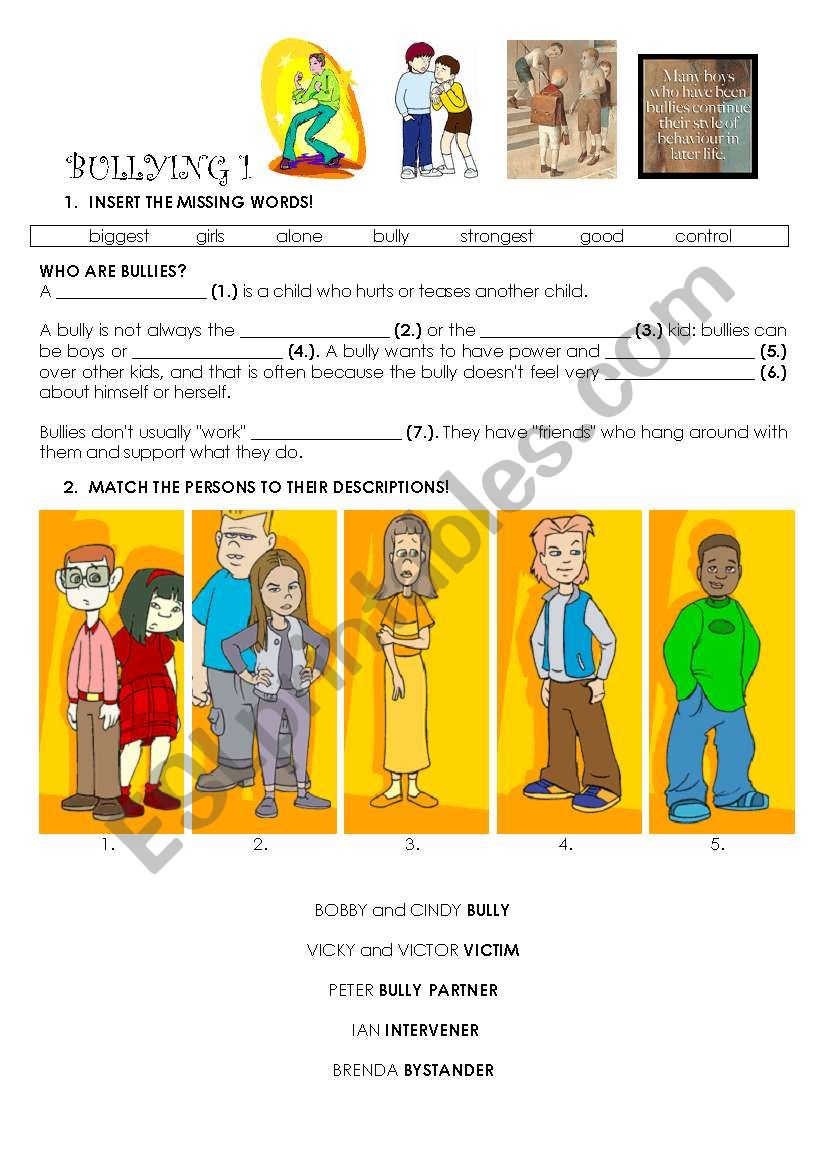 BULLYING1 (PART 1) worksheet