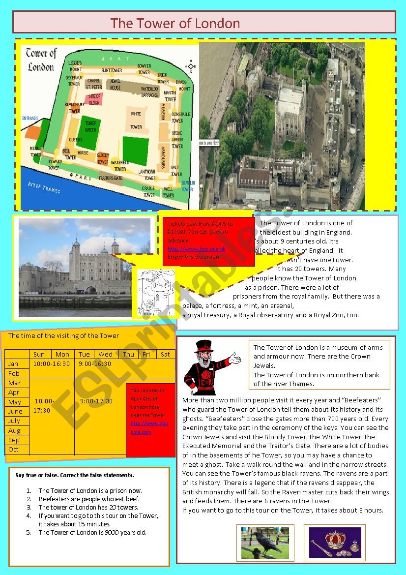 the Tower of London worksheet