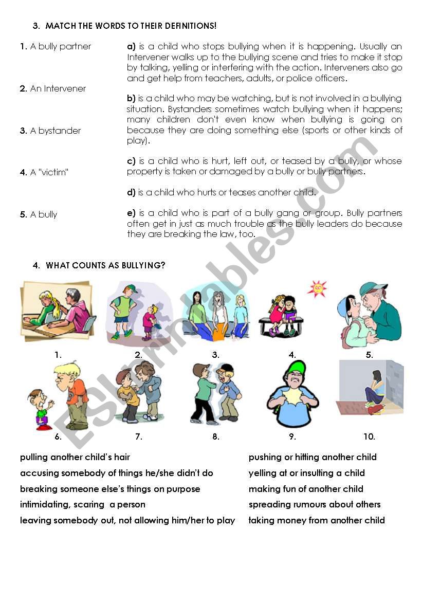 BULLYING1 (PART 2) worksheet