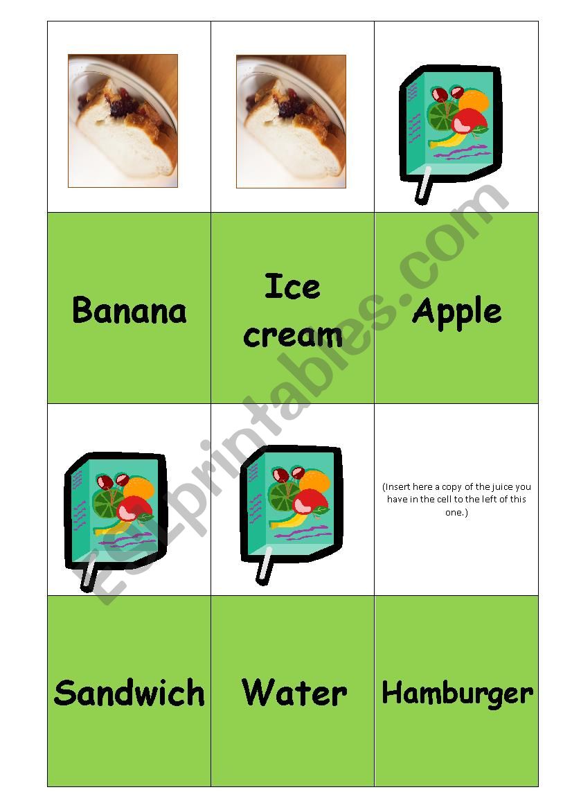 Food Domino E worksheet