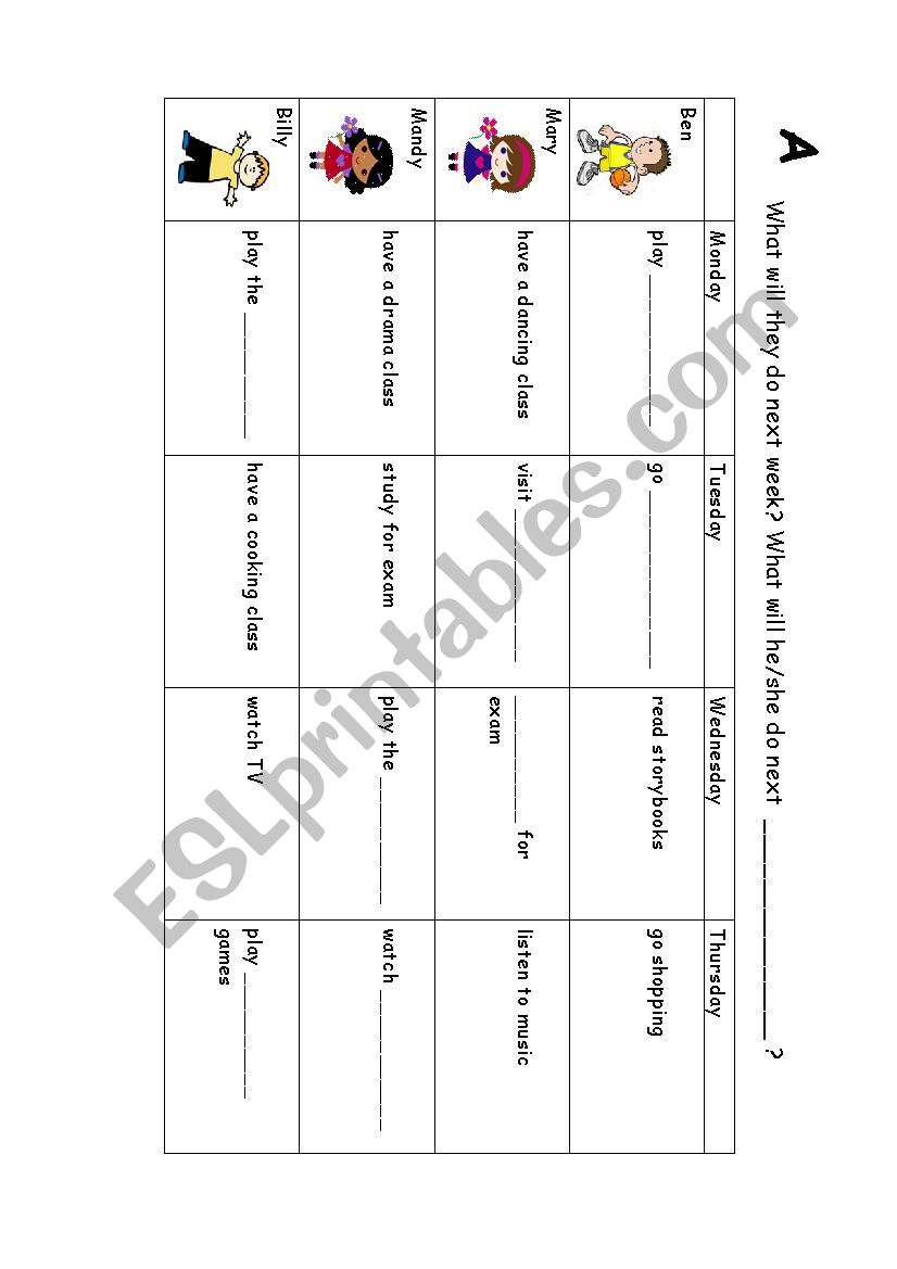 Future Tense information gap worksheet