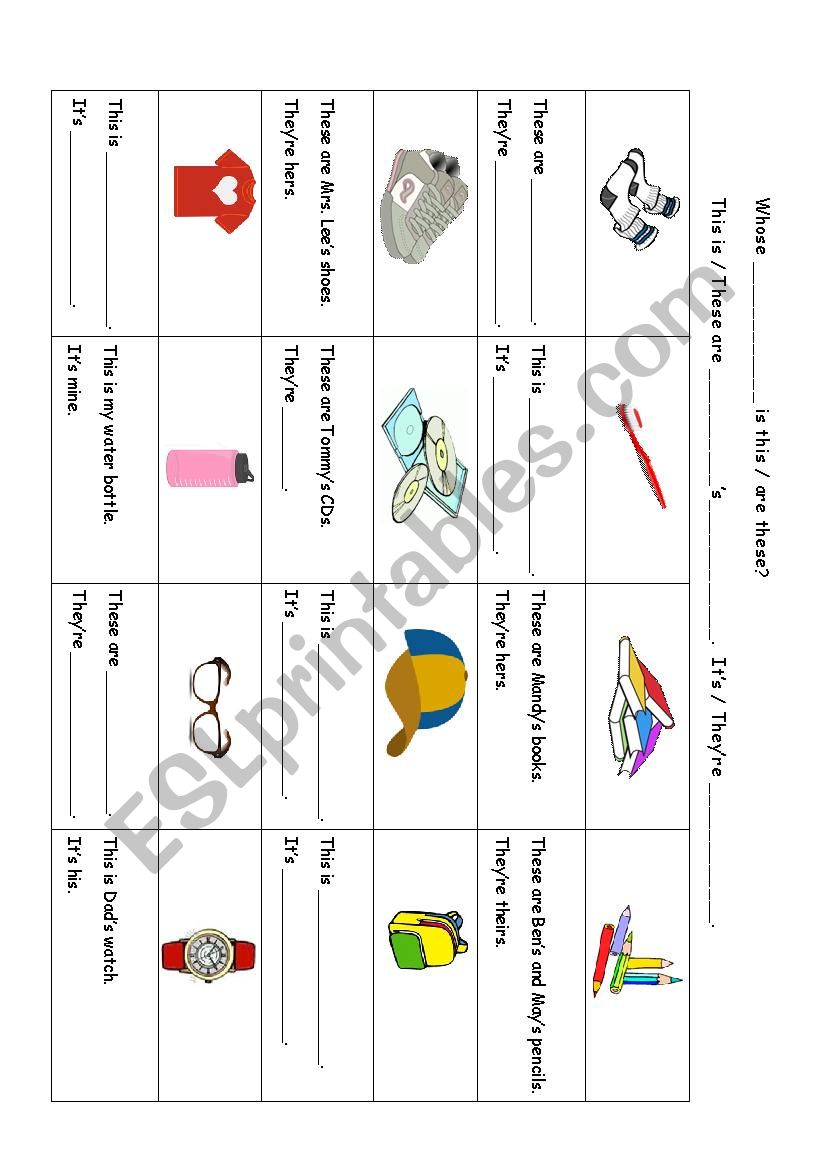 Possessive pronouns information gap