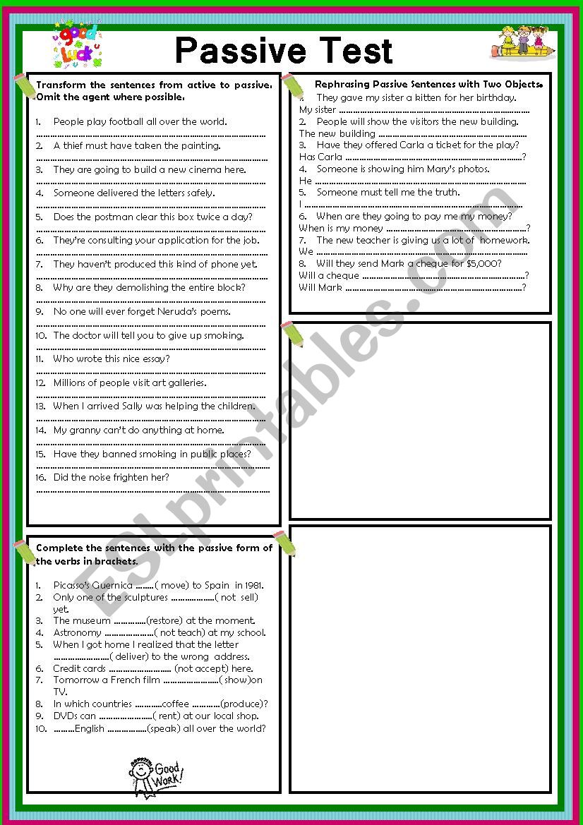 Passive Test  worksheet