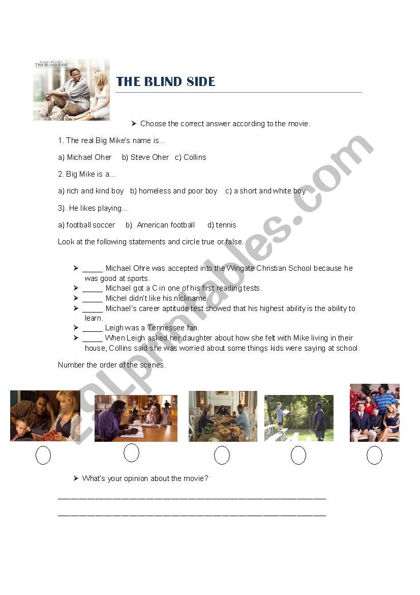 Blind side (film) worksheet