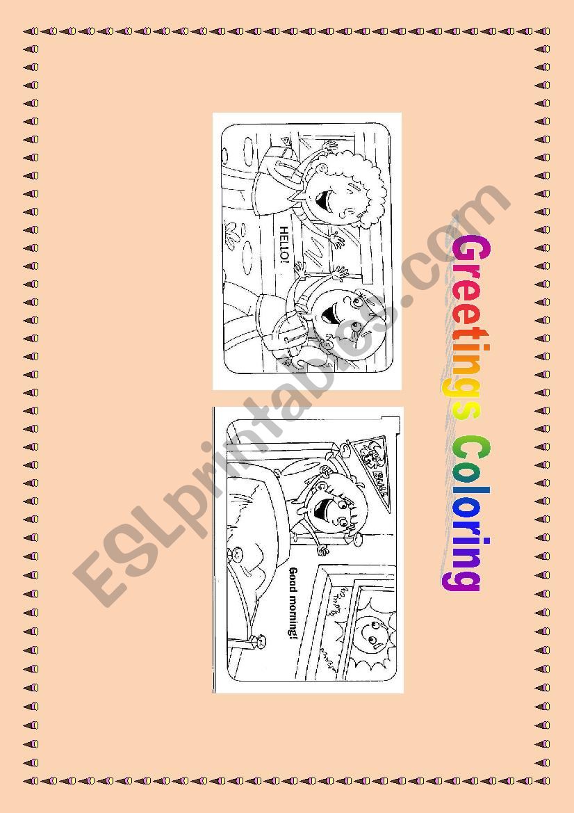 Greetings Coloring worksheet