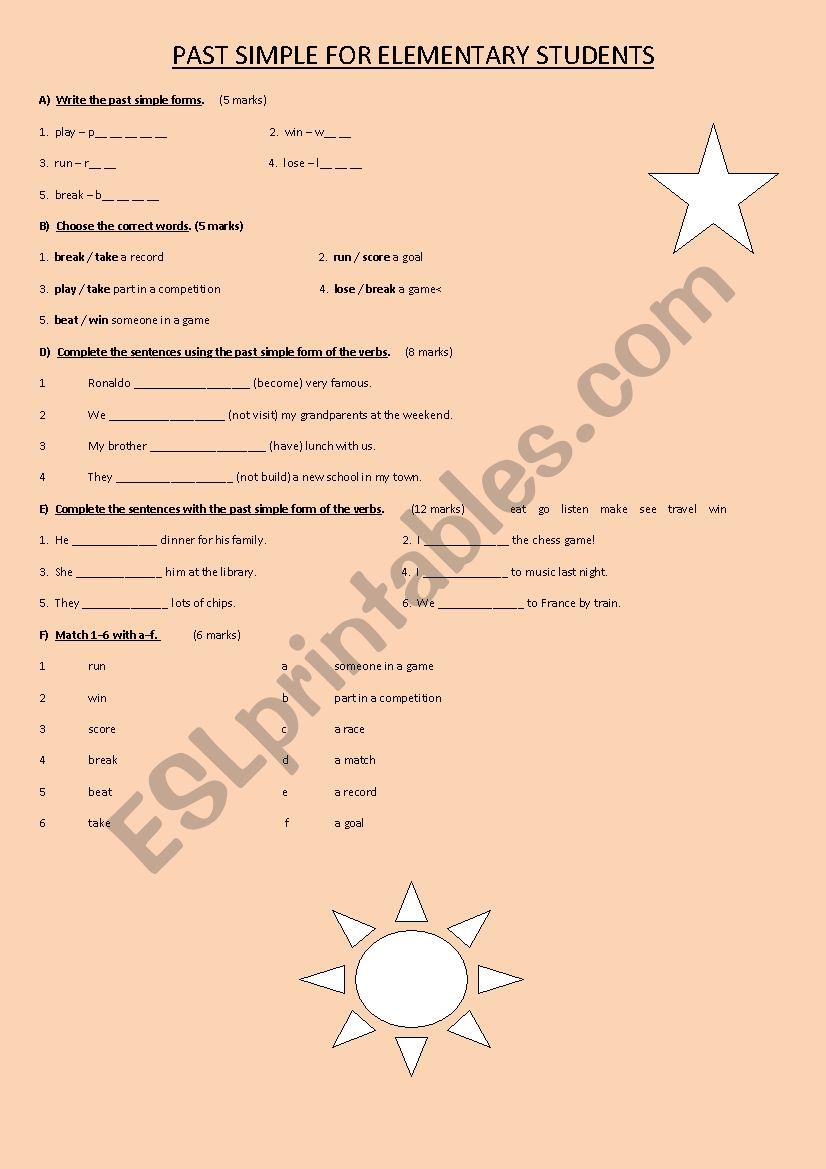 PAST SIMPLE WORKSHEET worksheet