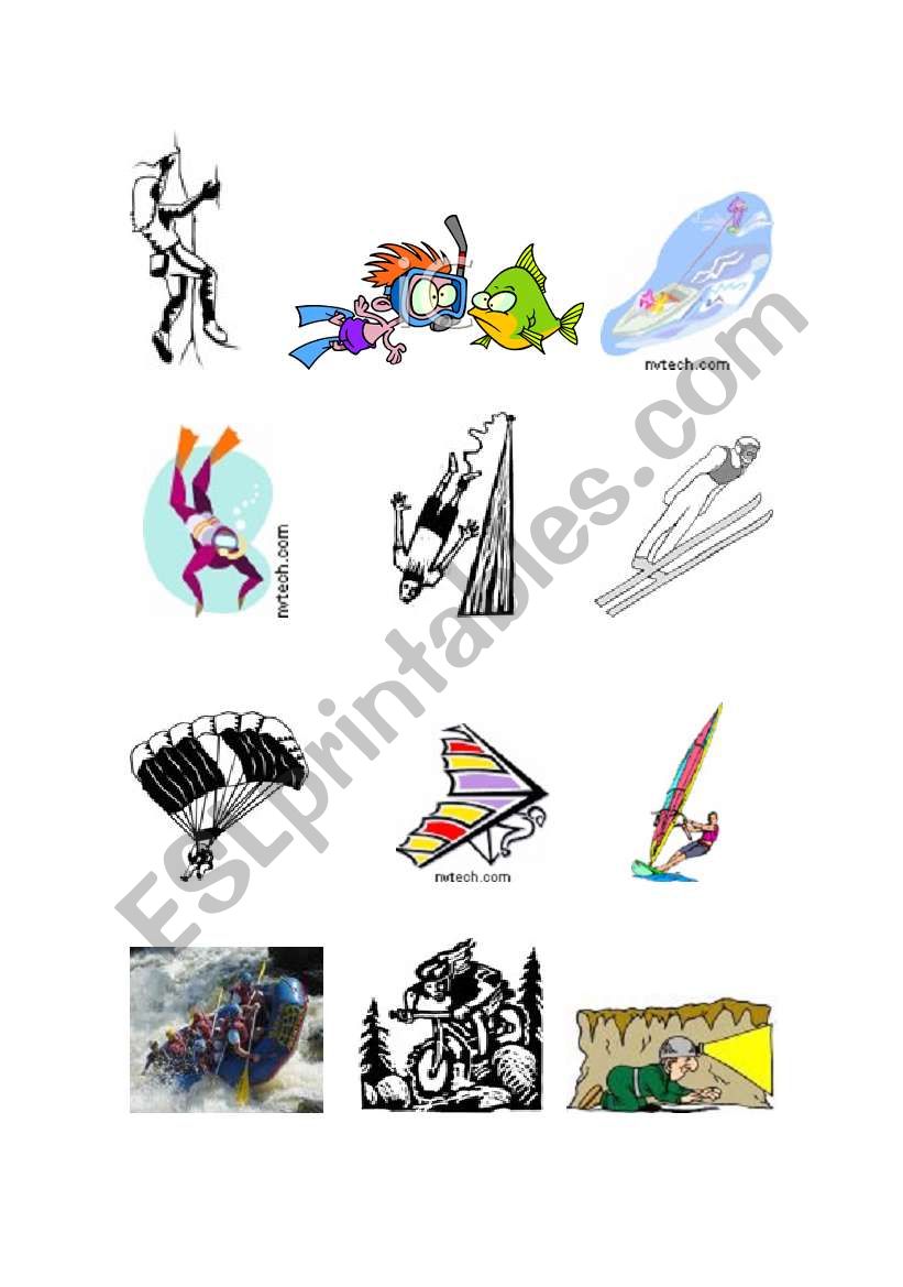 Adventure sports worksheet