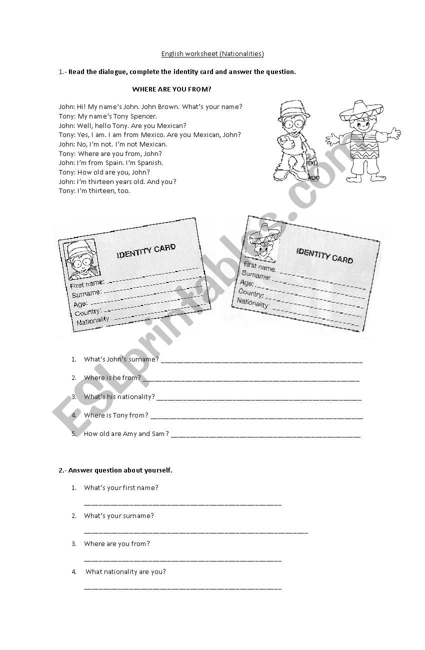 NATIONALITIES worksheet