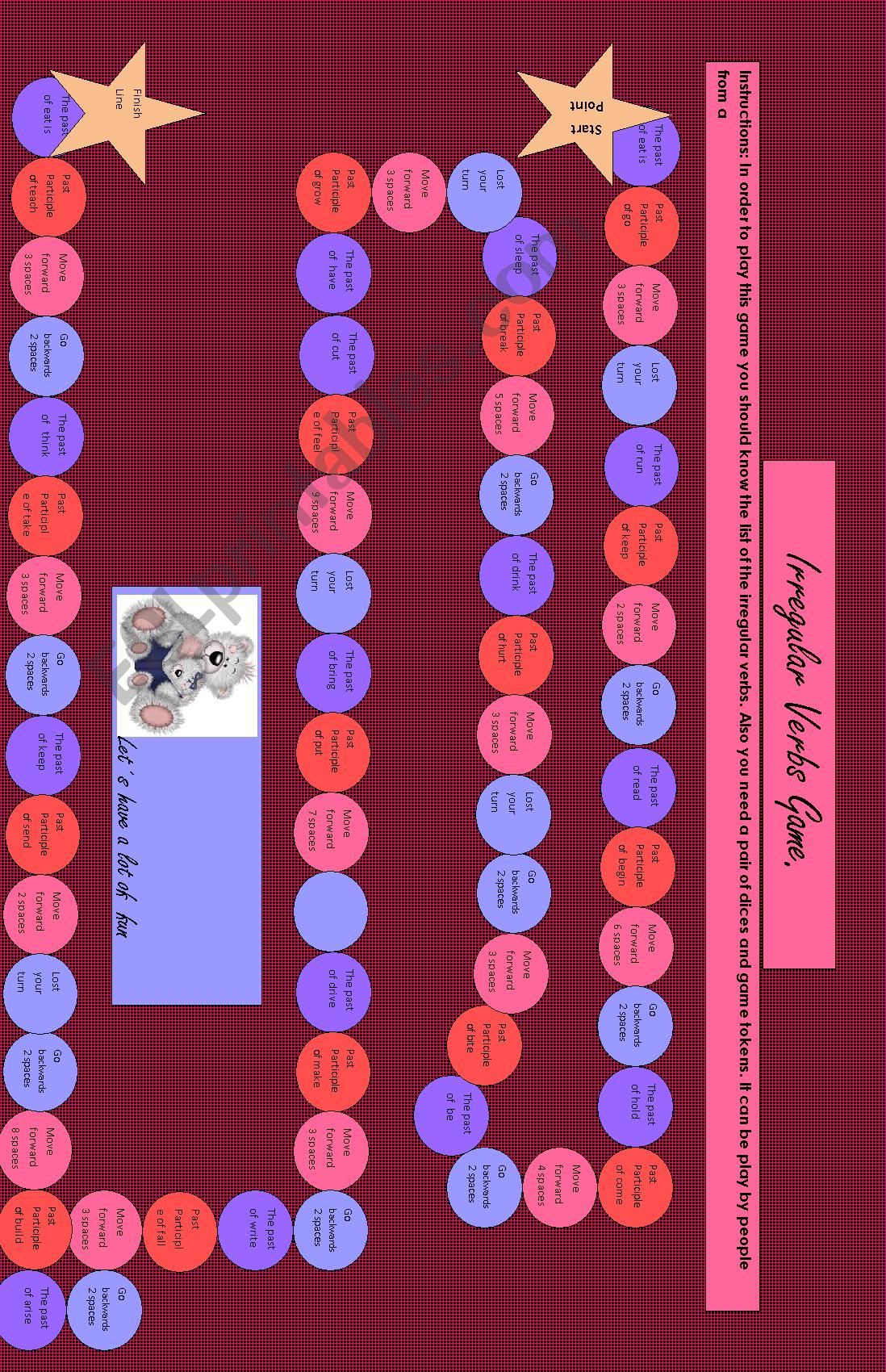 Irregular Verbs easy board game