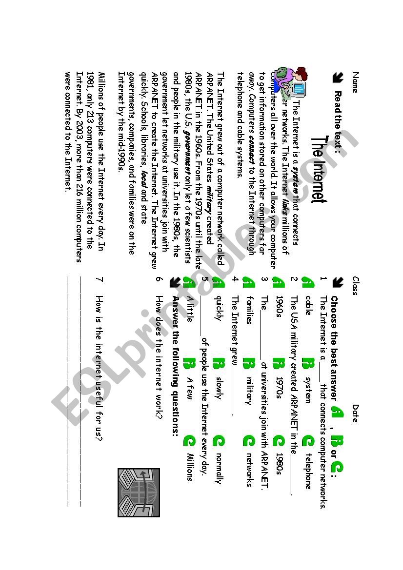 The Internet worksheet