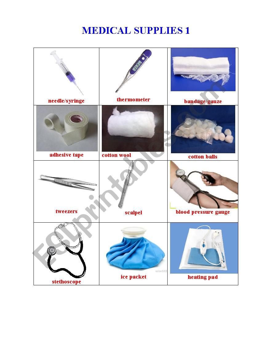 Medical Supplies 1 worksheet