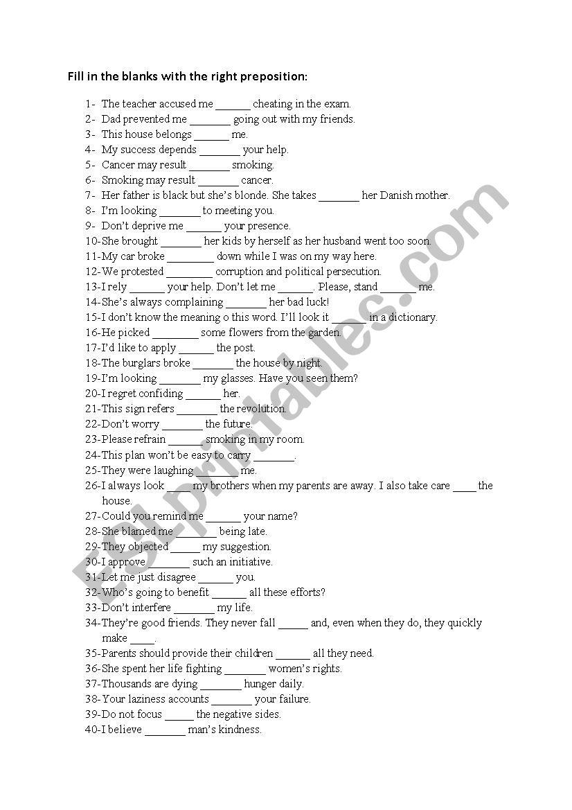 verbs followed by prepositions