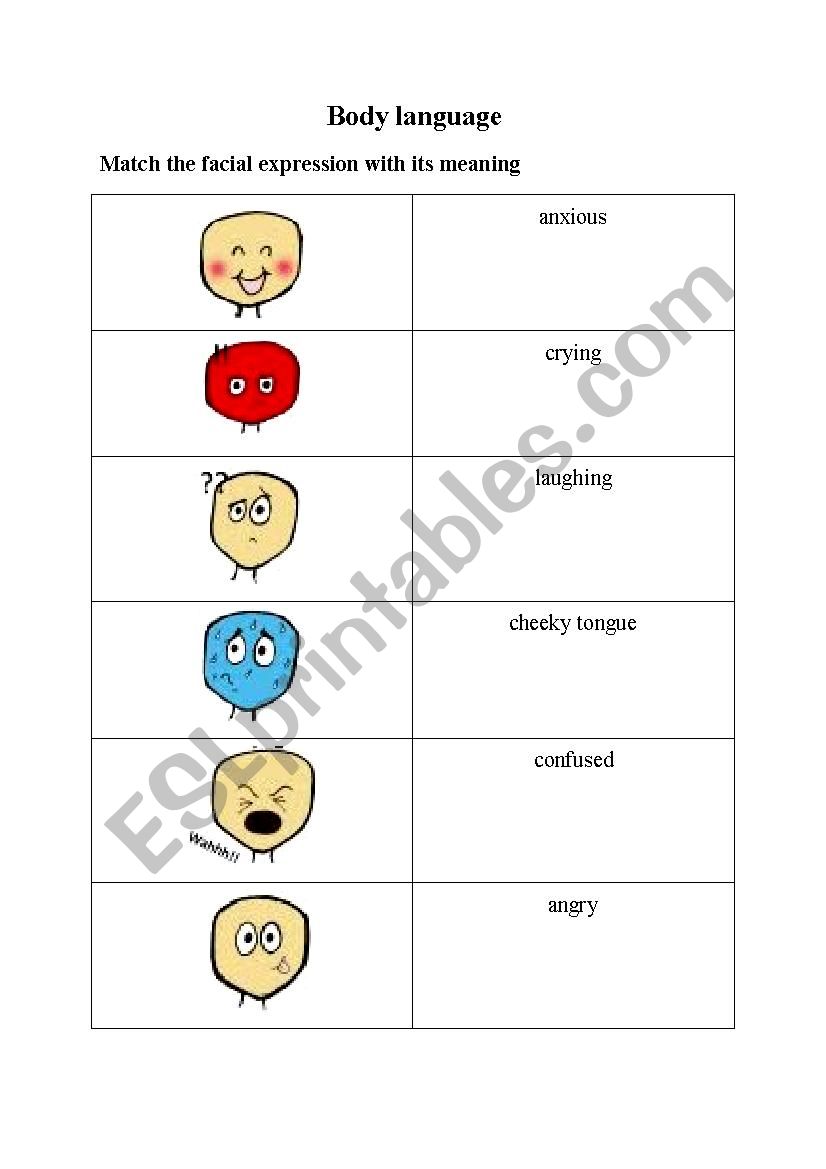 Facial expressions worksheet