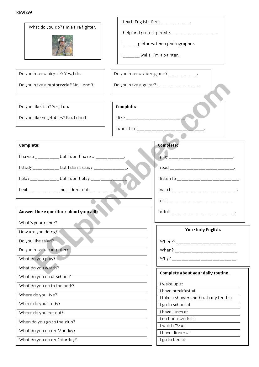 Review Simple Present worksheet