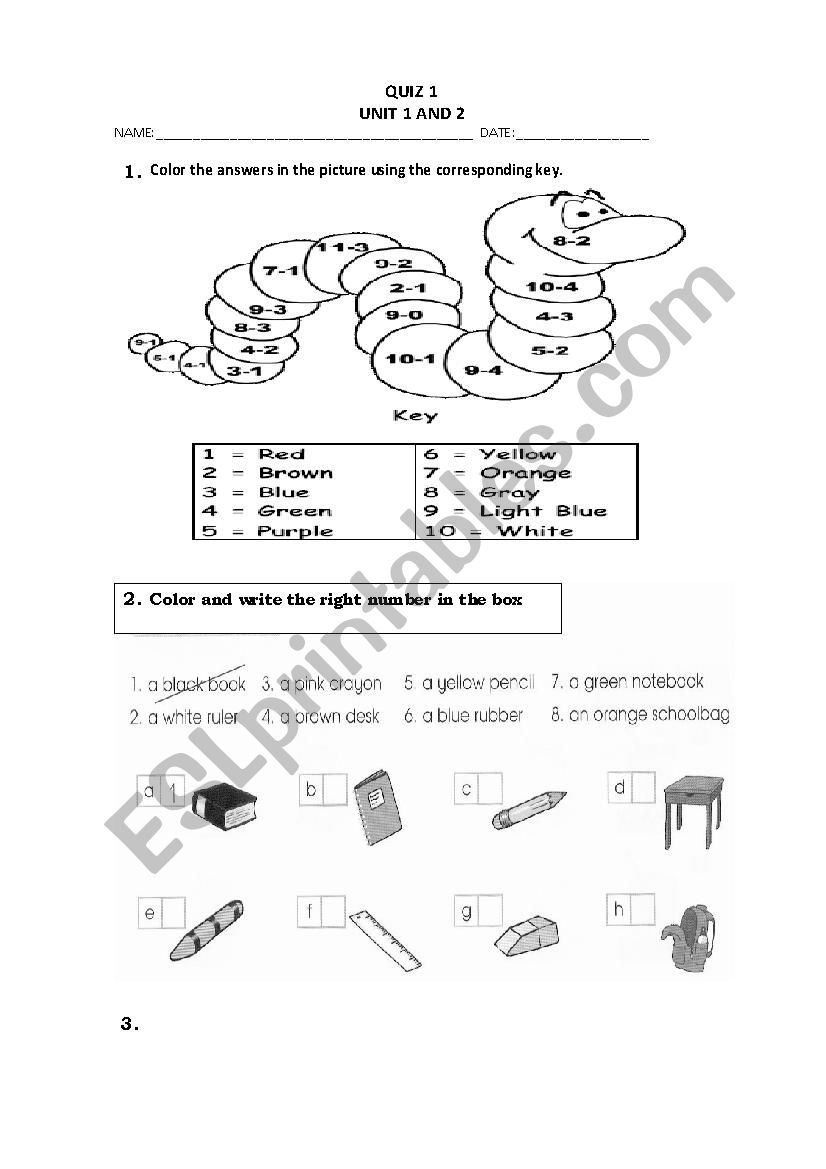 SCHOOL OBJECTS AND COLORS - ESL worksheet by DANIELA RODRIGUEZ