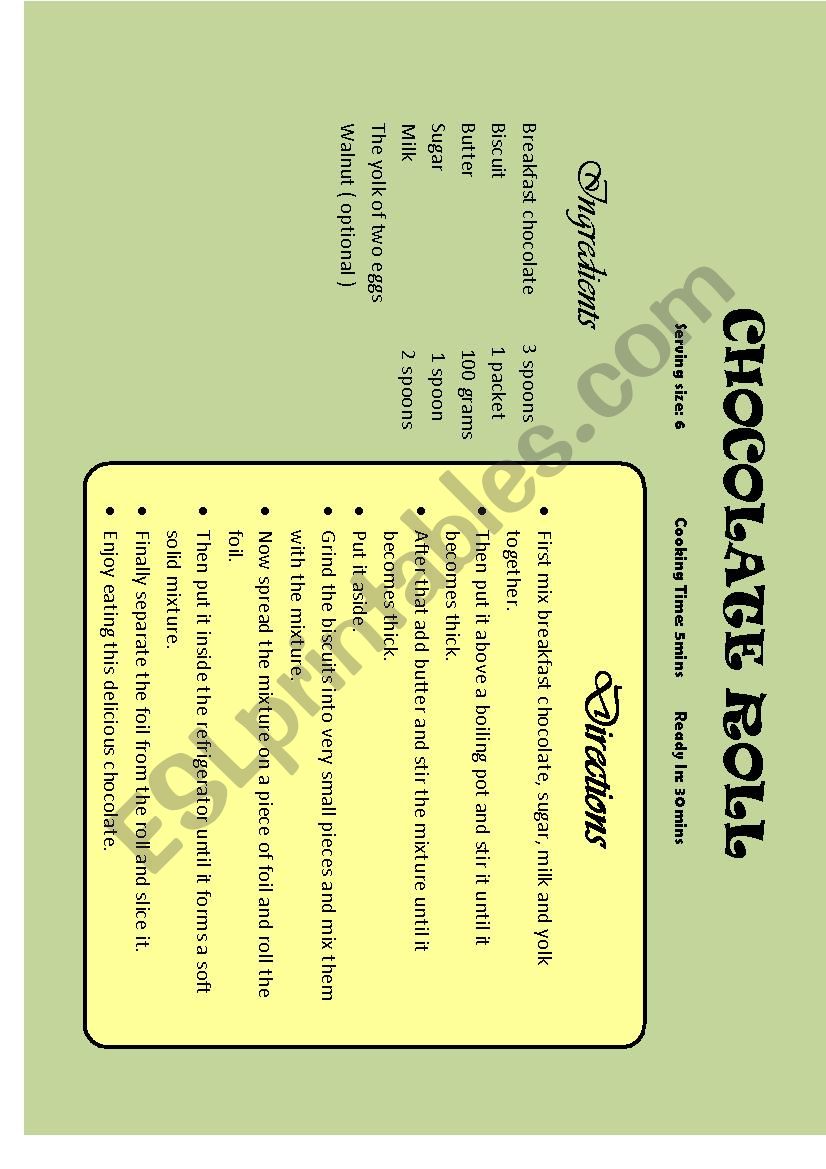 Choco Roll worksheet