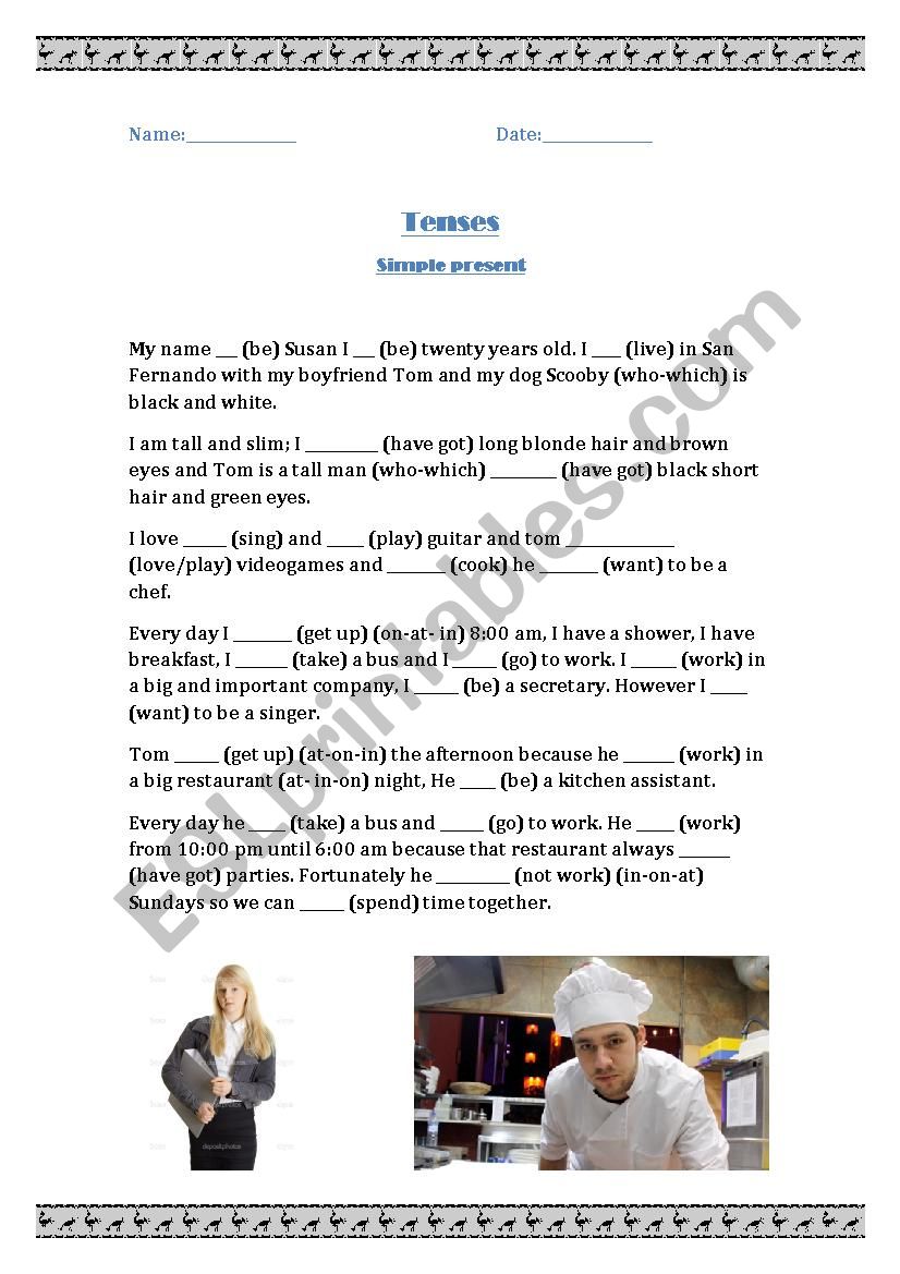 Tenses Present simple worksheet