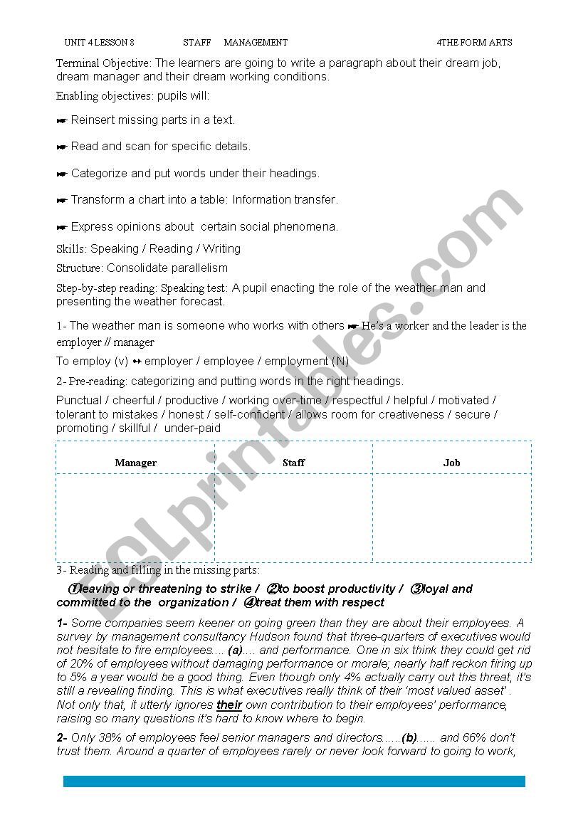 staff management worksheet