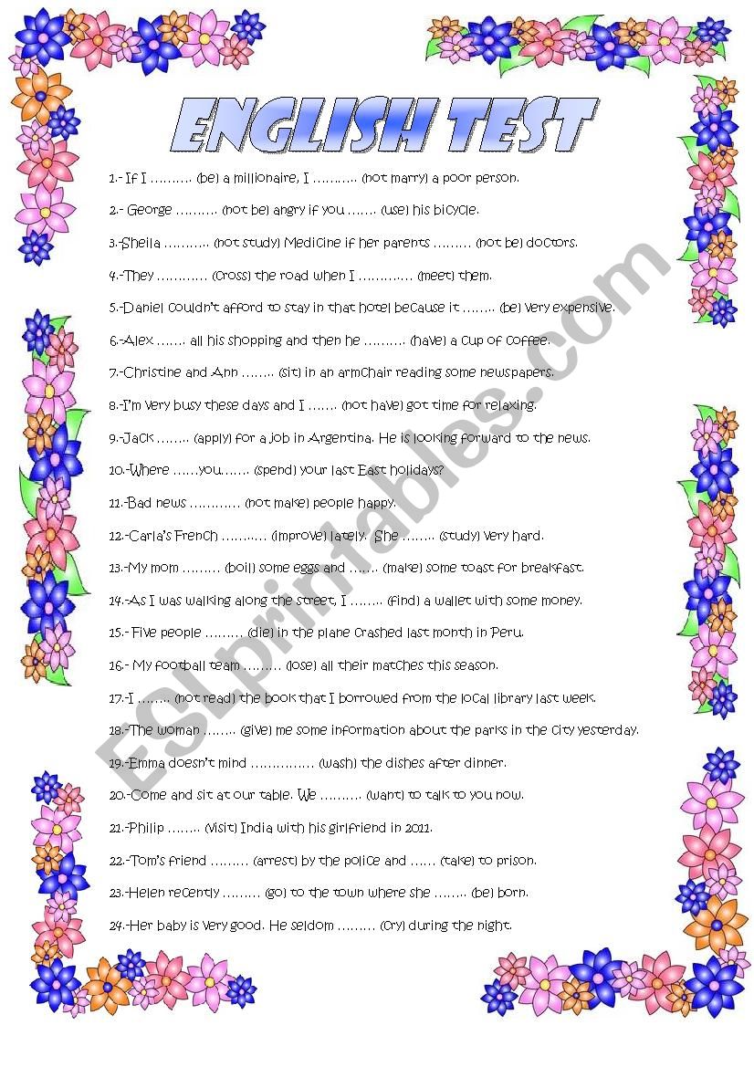 ENGLISH TEST worksheet